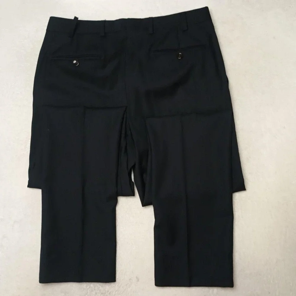 Suitsupply Pants Men 33x32 Black Slim Wool Lined Flat Front Dress Slacks Suit